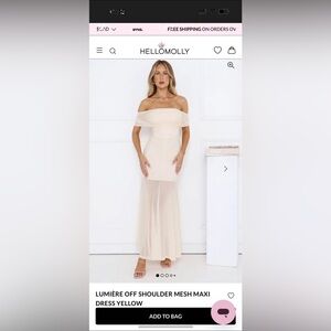 Hello Molly Lumière Off Shoulder Maxi Dress in Light Yellow